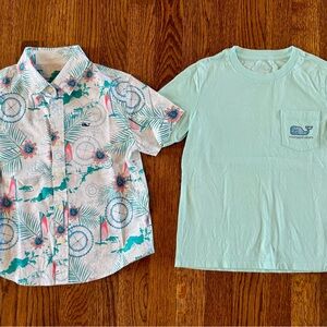 Vineyard Vines Kids' Tropical Print Shirt and Mint Tee Set size 5